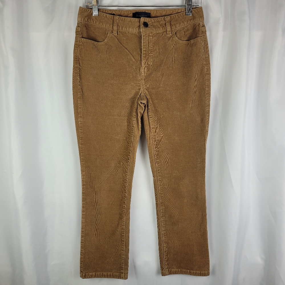 Talbots Womens Heritage Camel Tan Corduroy Ankle Pants Size 4